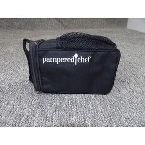 Pampered Chef Insulated Lunch Bag Clear Food Container Spork Set Black Portable